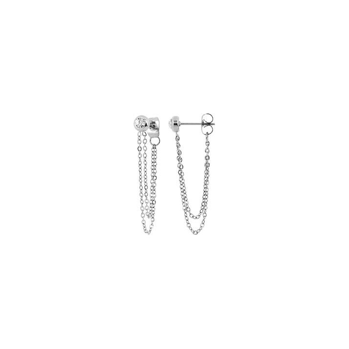 Boucles d'oreilles pendantes en acier  et cristaux