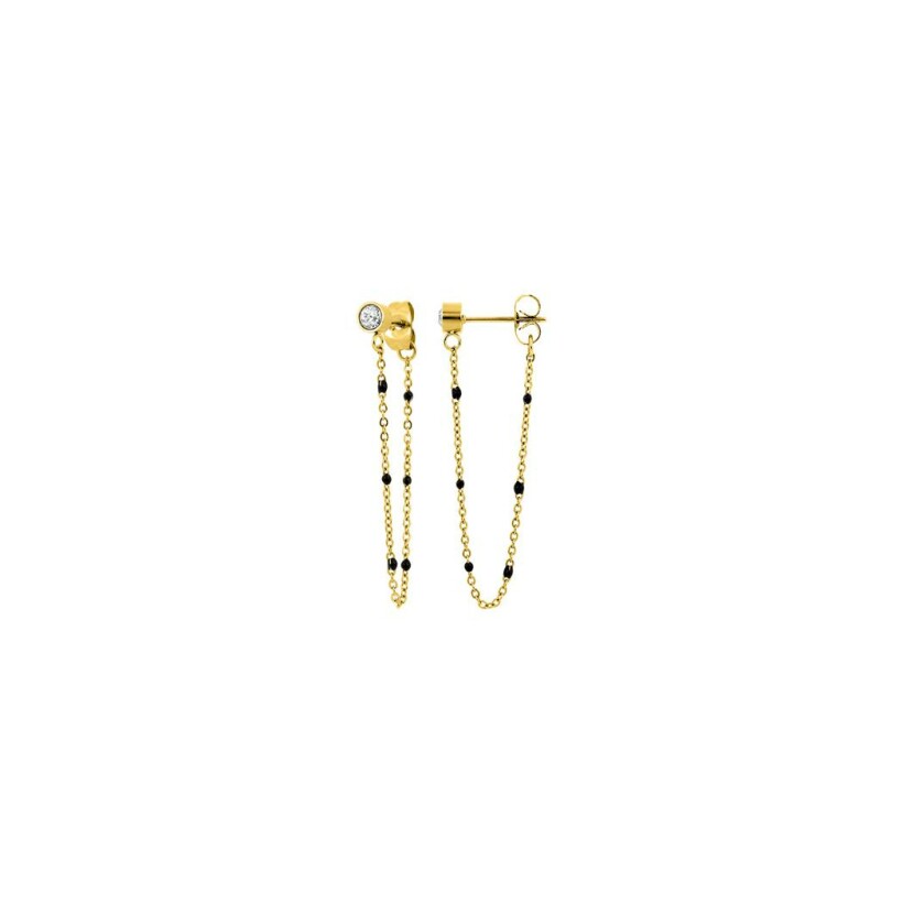 Boucles d'oreilles pendantes en métal doré et cristaux