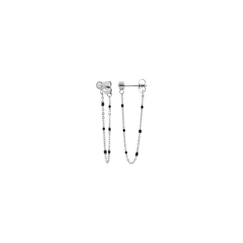 Boucles d'oreilles pendantes en acier  et cristaux