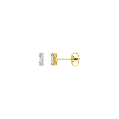 Boucles d'oreilles clous en acier doré et oxyde de zirconium