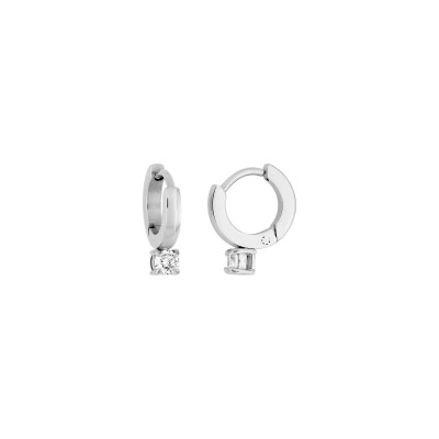 Boucles d'oreilles créoles en acier et oxyde de zirconium