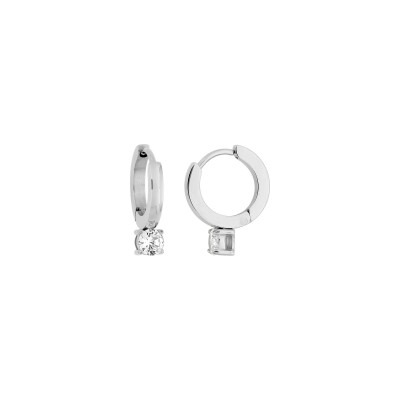 Boucles d'oreilles créoles en acier et oxyde de zirconium