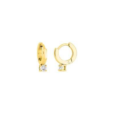 Boucles d'oreilles créoles en acier doré et oxyde de zirconium