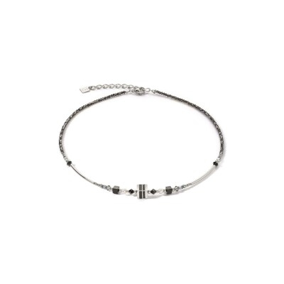 Collier Coeur de Lion Square Stripes en acier, cristaux Swarovski, verre et verre