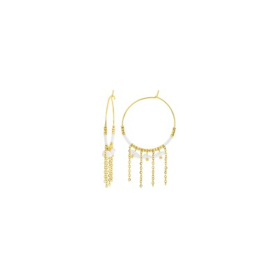 Boucles d'oreilles créoles en acier doré et jade