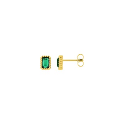 Boucles d'oreilles clous en acier doré et verre