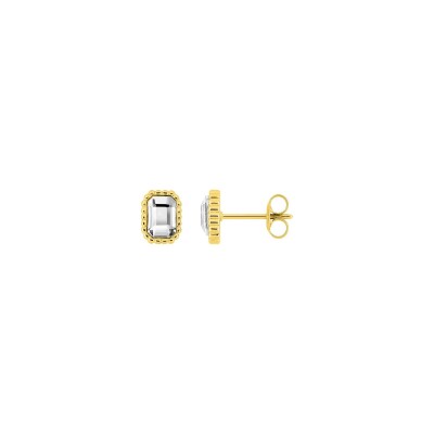 Boucles d'oreilles clous en acier doré et verre