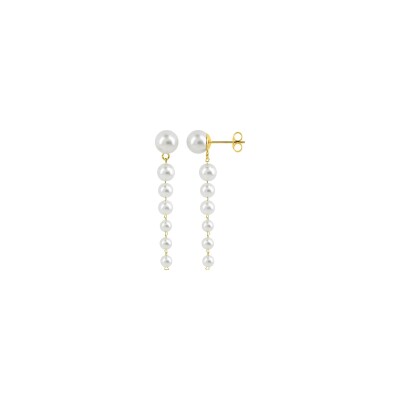 Boucles d'oreilles pendantes en acier doré et verre