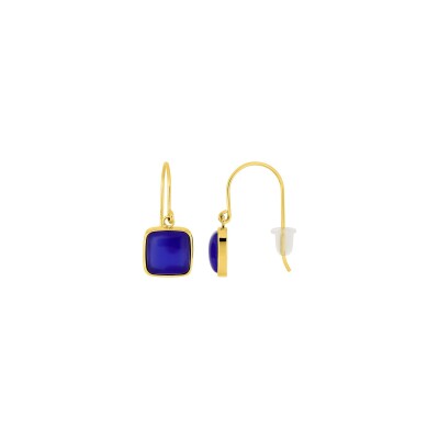 Boucles d'oreilles crochet en acier doré et agate