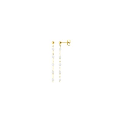 Boucles d'oreilles pendantes en acier doré et verre