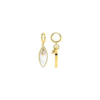 Boucles d'oreilles pendantes en acier doré et nacre