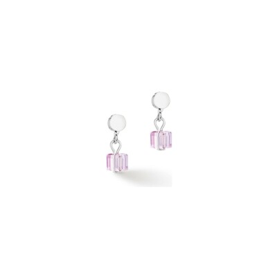 Boucles d'oreilles Coeur de Lion en acier et cristaux