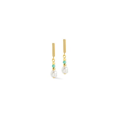 Boucles d'oreilles Cœur de Lion en métal doré, cristaux Swarovski et verre