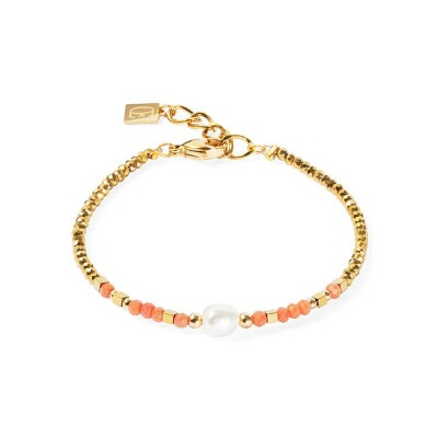 Bracelet Cœur de Lion en métal doré, cristaux Swarovski et verre