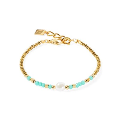 Bracelet Cœur de Lion en métal doré, cristaux Swarovski et verre