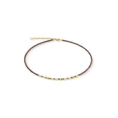 Collier Coeur de Lion Golden Whisper en acier doré, cristaux Swarovski, hématite et verre