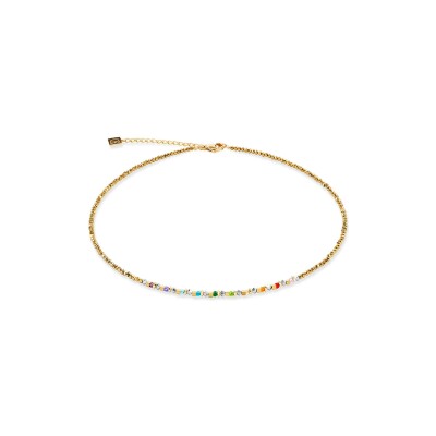 Collier Coeur de Lion Golden Whisper en acier doré, cristaux Swarovski, hématite et verre