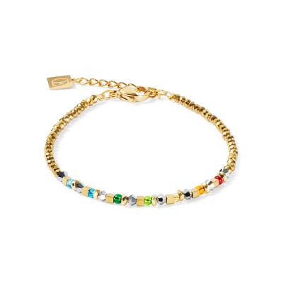 Bracelet Coeur de Lion Golden Whisper en acier doré, cristaux Swarovski, hématite et verre