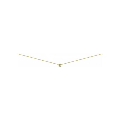 Collier solitaire en or jaune et diamant