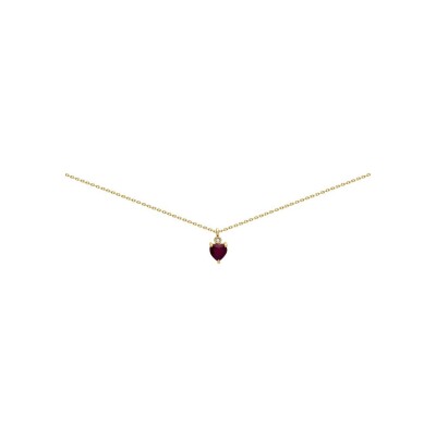 Collier en or jaune, rubis et diamant
