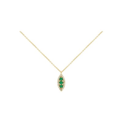 Collier en or jaune, émeraude et diamant