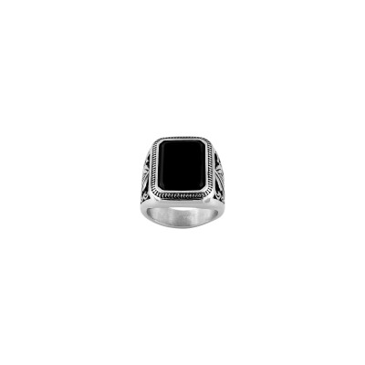 Bague en acier et agate