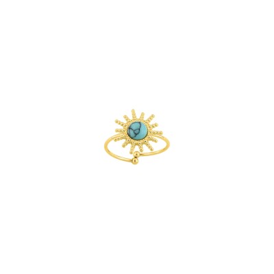 Bague en acier doré et turquoise