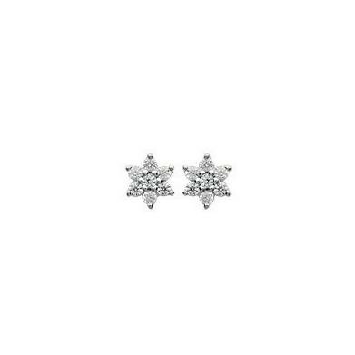 Boucles d'oreilles belOReil Flore en argent rhodié et oxydes de zirconium