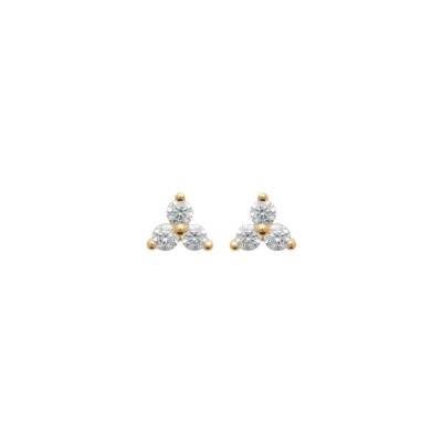 Boucles d'oreilles belOReil Trèfle en plaqué or et oxyde de zirconium