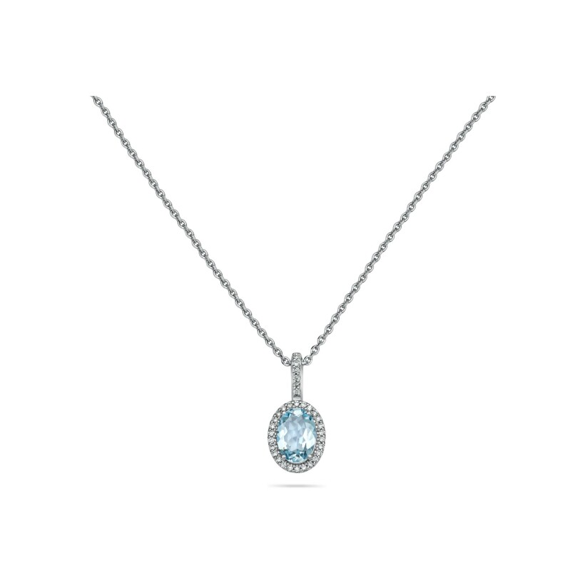 Doux pendant, white gold, aquamarine and diamonds