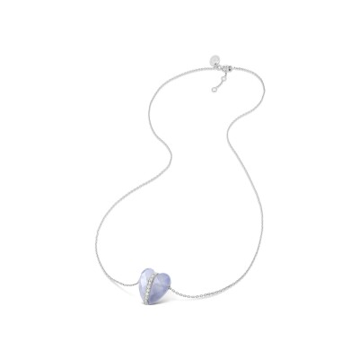 Collier Morganne Bello Infinite Love en or blanc, calcédoine et diamants