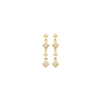 Boucles d'oreilles pendantes belOReil en plaqué or et oxydes de zirconium