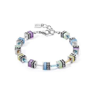 Bracelet Coeur de Lion en acier, strass et polaris