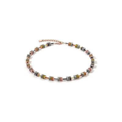 Collier Coeur de Lion Sparkling Classic Elements en acier, métal doré rose, strass, hématite et polaris