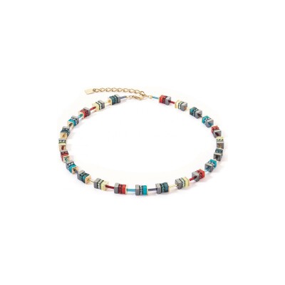 Collier Coeur de Lion Sparkling Classic Elements en acier doré, strass, hématite et polaris