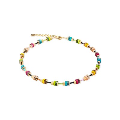Collier Cœur de Lion en métal doré, rondelle de strass, polaris et hématite