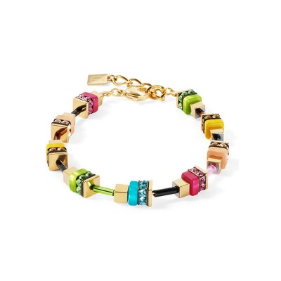 Bracelet Cœur de Lion en métal doré, rondelle de strass, polaris et hématite