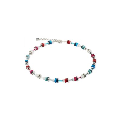 Collier Coeur de Lion Modern Future Cube en acier, strass, polaris et hématite