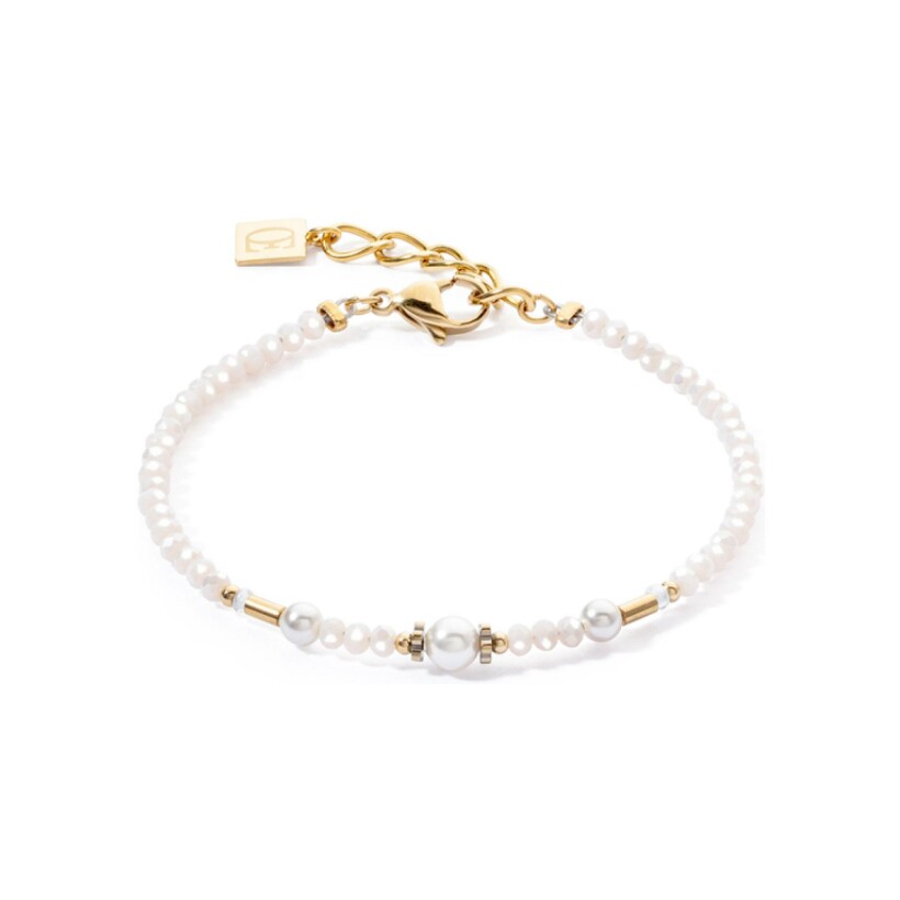 Bracelet Coeur de Lion en métal doré, cristaux, strass et verre