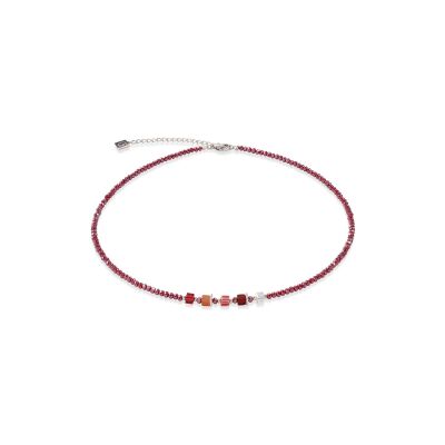 Collier Coeur de Lion Joyful Colours en acier, cristaux Swarovski, oeil de tigre et polaris et verre