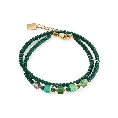 Bracelet Coeur de Lion Joyful Colours en acier doré, cristaux Swarovski, oeil de tigre et verre