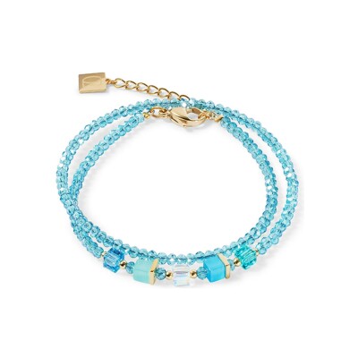 Bracelet Coeur de Lion Joyful Colours en acier doré, cristaux Swarovski, oeil de tigre et verre