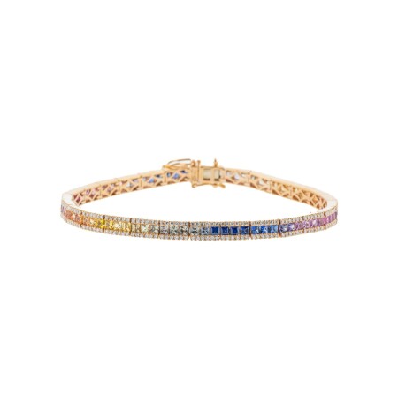 Bracelet arc en ciel en or rose, saphirs et diamants