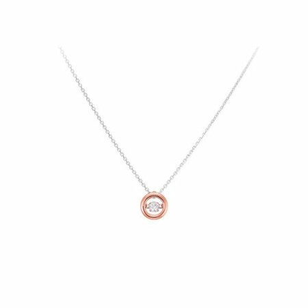 Collier Garel Only Diamond en or blanc, or rose et diamant de 0.10ct