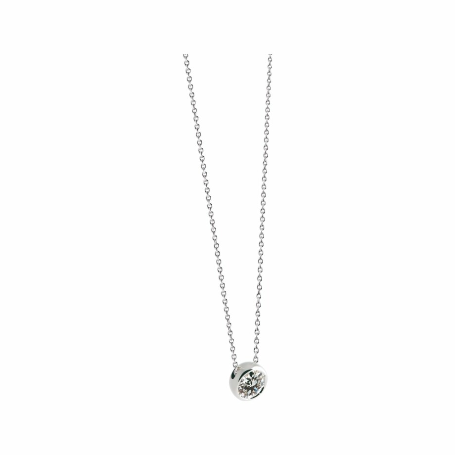 Collier sur chaîne forçat Garel Only Diamond en or blanc et diamant de 0.1ct