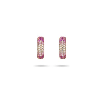 Boucles d'oreilles Fullord Starghost en or rose, diamants et saphirs roses