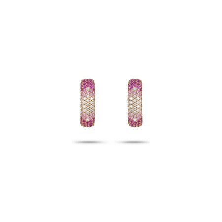 Boucles d'oreilles Fullord Starghost en or rose, diamants et saphirs roses