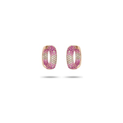 Boucles d'oreilles Fullord Starghost en or rose, diamants et saphirs roses