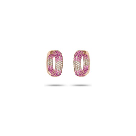 Boucles d'oreilles Fullord Starghost en or rose, diamants et saphirs roses