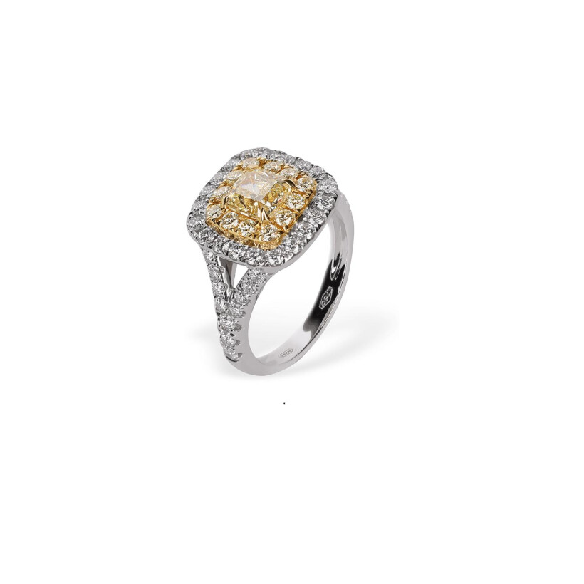 Lombard Joaillier ring in white gold, daffodil diamond
